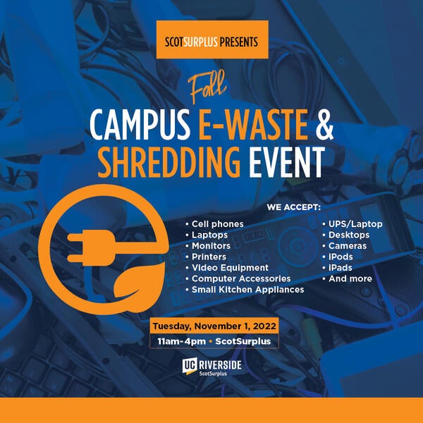 Campus ewaste and shredding event social post Campus Business Services